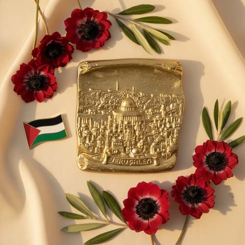 Gold - Cream with Anemones & Olive