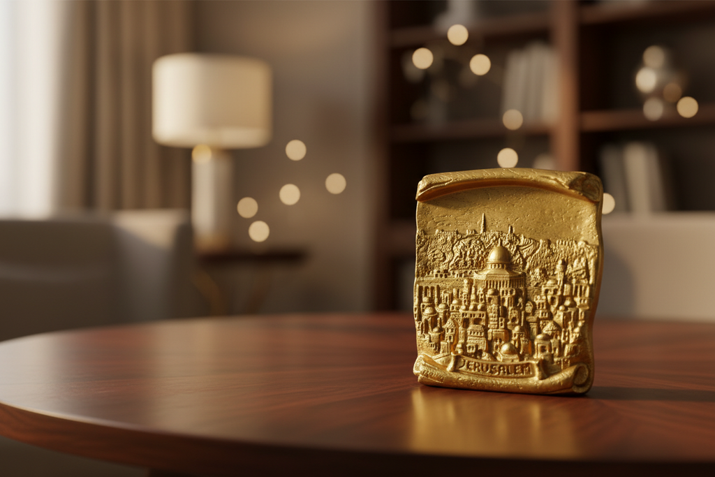 Jerusalem Plaque - Gold on Wood