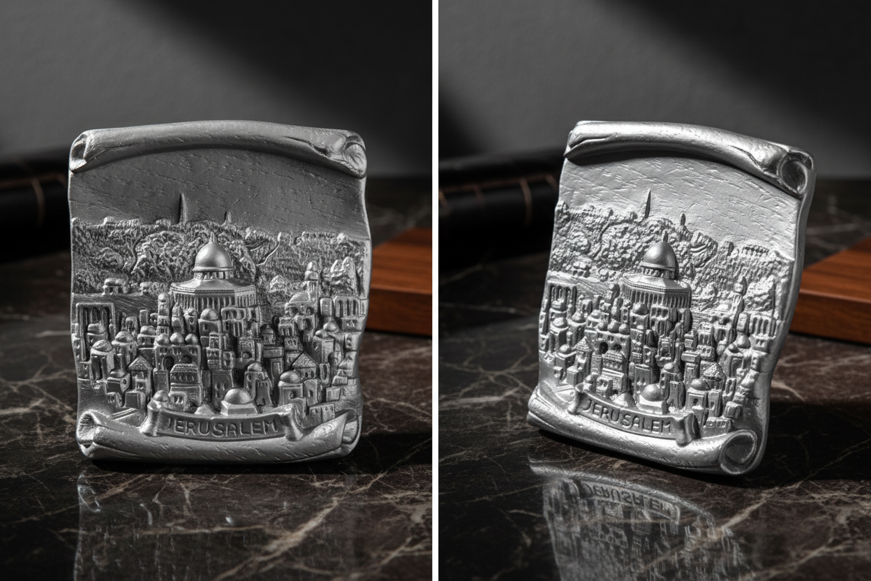 Jerusalem Plaque - Silver on Dark Marble