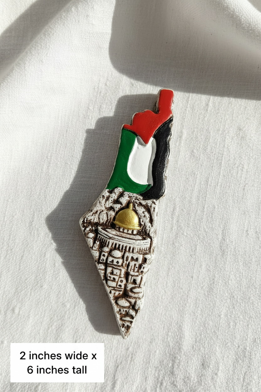 Palestine Map - Flat Lay with Dimensions