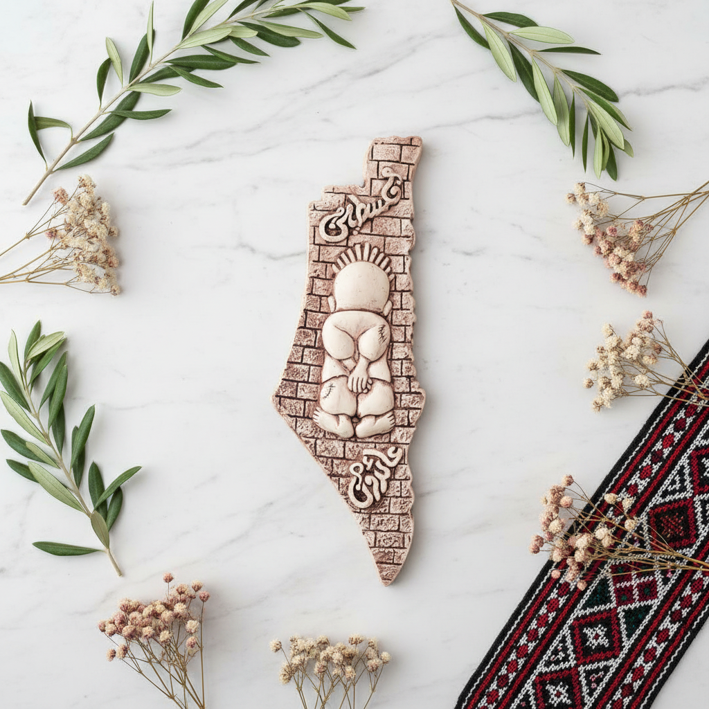 Palestine Map Praying Child - Flat Lay