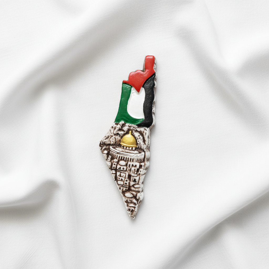 Palestine Map - White Muslin