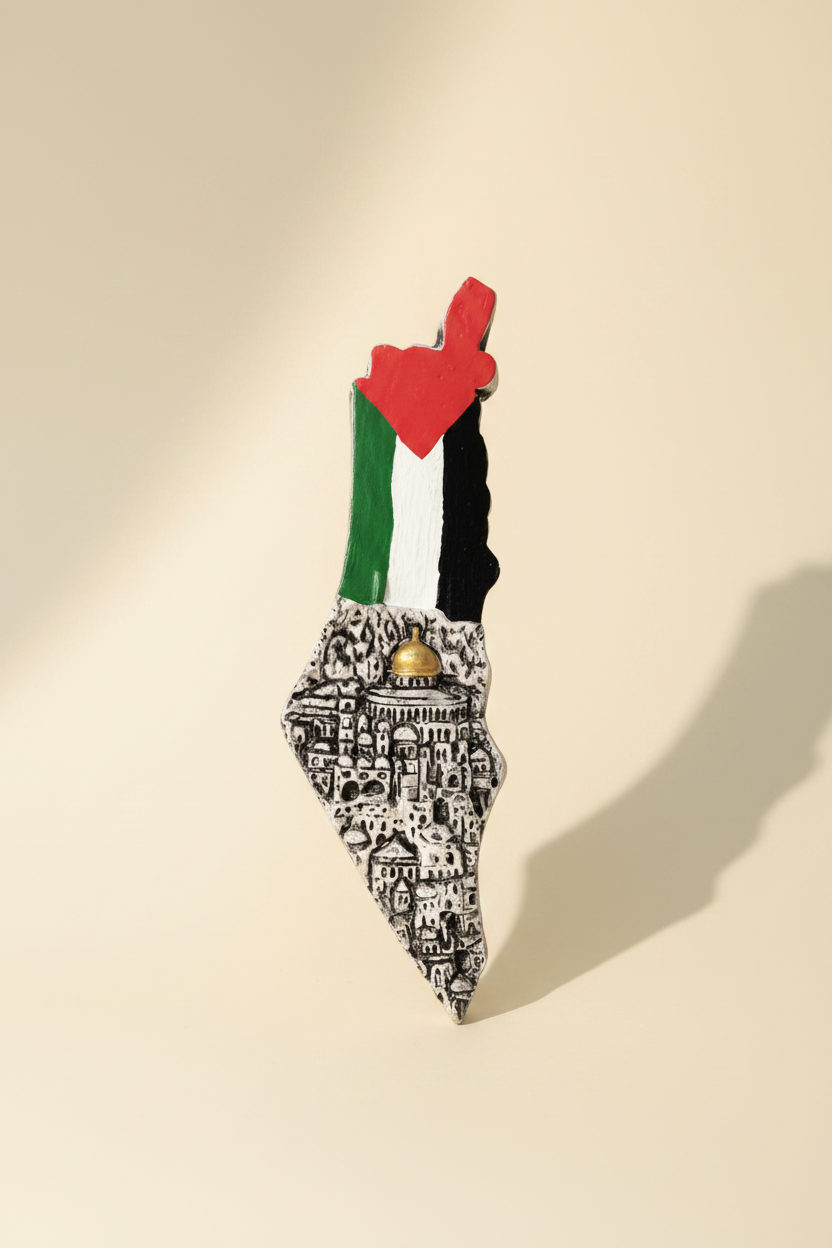 Palestinian Map Black White - Cream Background