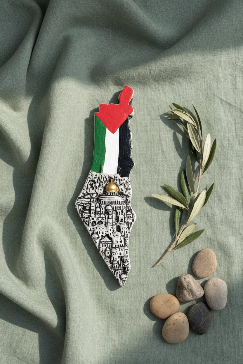 Palestinian Map Black White - Flat Lay