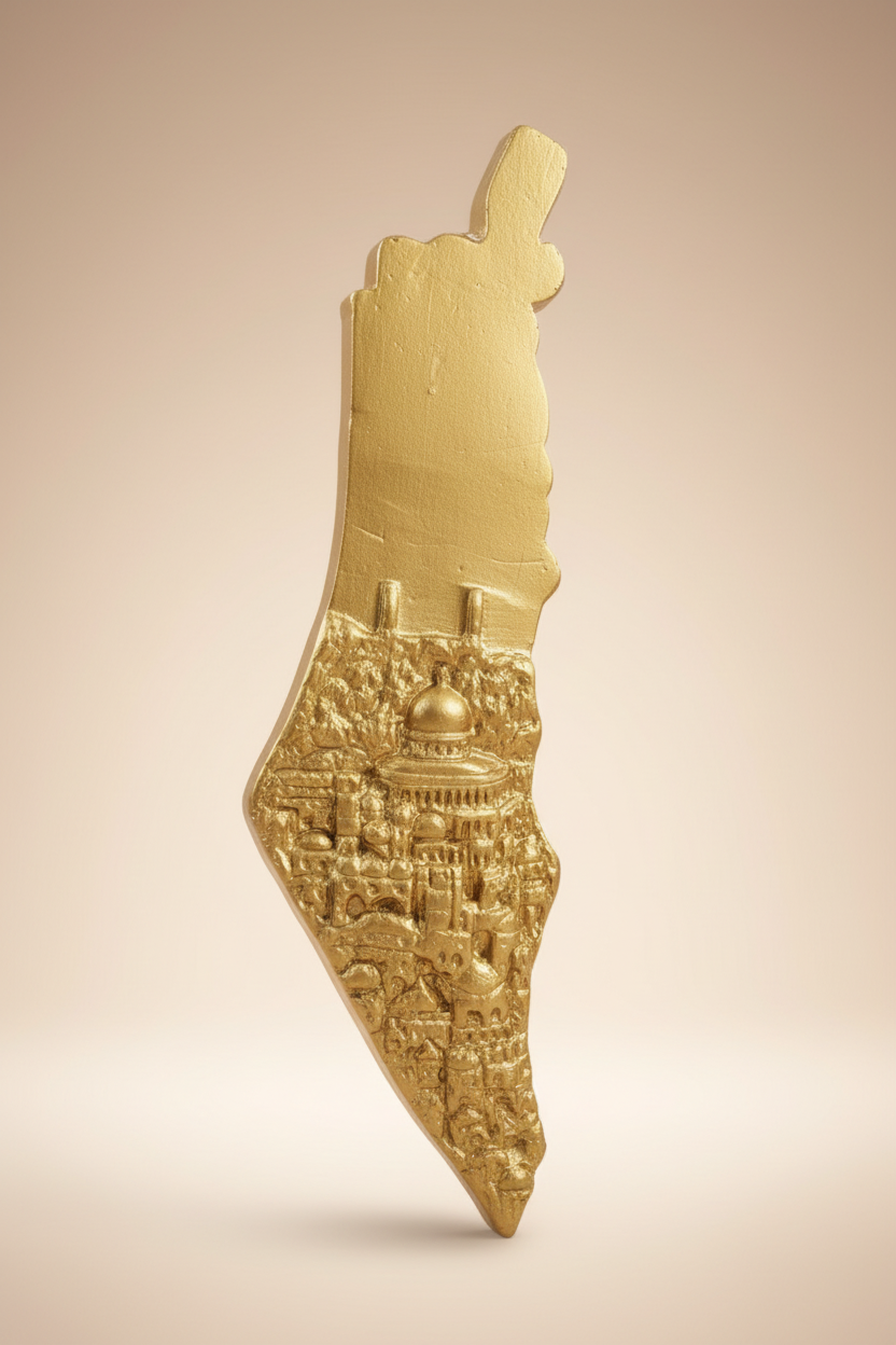 Palestinian Map Gold - Champagne Background