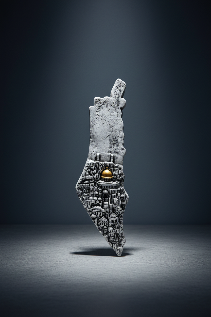 Palestinian Map Silver - Dark Slate