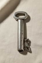 Silver Key - Macro on Linen