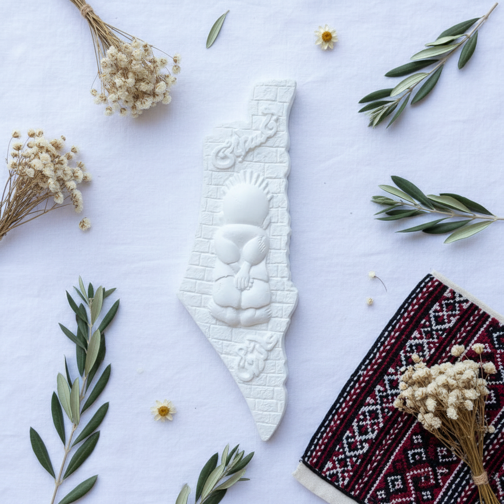 White Palestine Map - Flat Lay
